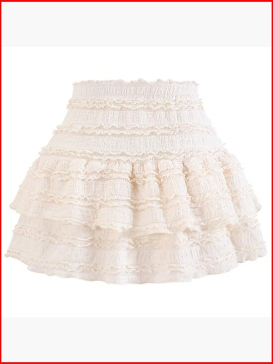 Y2K Mini Skirt with Ruffles, Pleated Flared A-Line, Lightweight Polyester - Picture 6 of 7